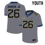 Youth West Virginia Mountaineers NCAA #26 Justin Johnson Jr. Gray Authentic Nike Stitched College Football Jersey VU15R28QK